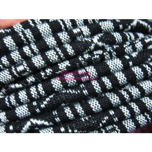 Black white mixed Fabric ethnic cord Stitched cotton cord Textile embroider cord