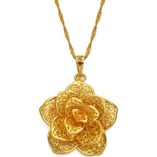 The Flower Necklaces for Women Girls Gold Color Wedding Accessories Gifts African Arab India Middle Eastern Ornaments