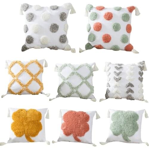 Boho Tufted Decorative Throw Pillow Cover Modern Soft Cushion Case for Couch Sofa Car Bedroom Living Room Hotel 18x18 Inch
