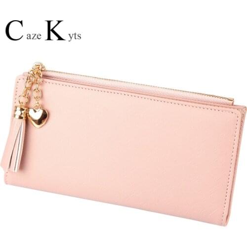 2020 New Long wallet womens multi-card button clasp purse women pull tassel chain mobile phone bag wallet