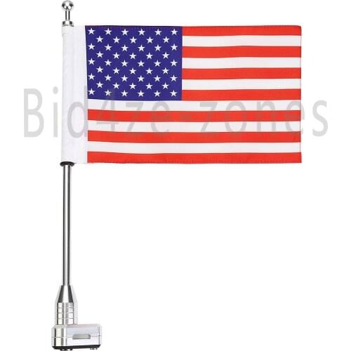 For HONDA Goldwing GL1800 GL1500 GL1200 2001-2012 Rear Side Mount Luggage Rack Vertical Flag Pole American Chrome/Black