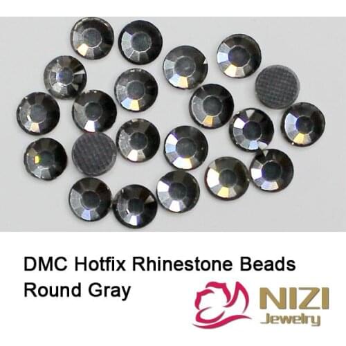 DMC Hotfix Rhinestones Gray Color SS6-SS30 Glue Backing Crafts Loose Iron On Glass Chatons DIY Jewerly Making Backpack Designs