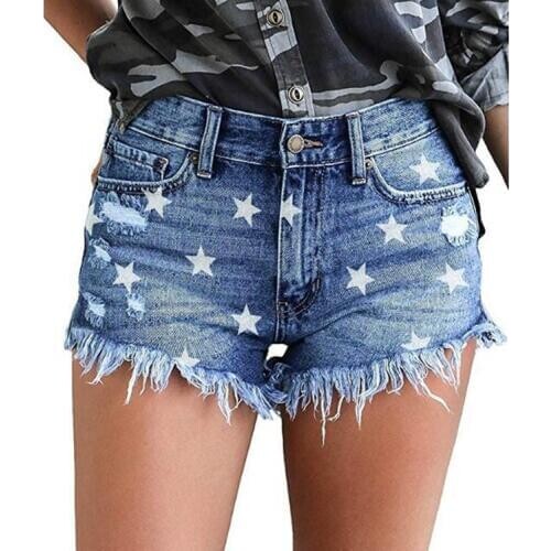 Denim Shorts Women Plus Size Casual Mid Waist Cotton Sexy Tassel Jean Short Fashion Button Pockets Denim Shorts 2020
