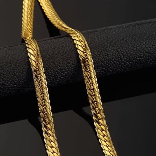 EMPMUSDAN Top Quality Trendy Gold Chain for men Jewelry Yellow Gold Stamp Light Yellow Gold Color Necklace Snake Chain 29.5in