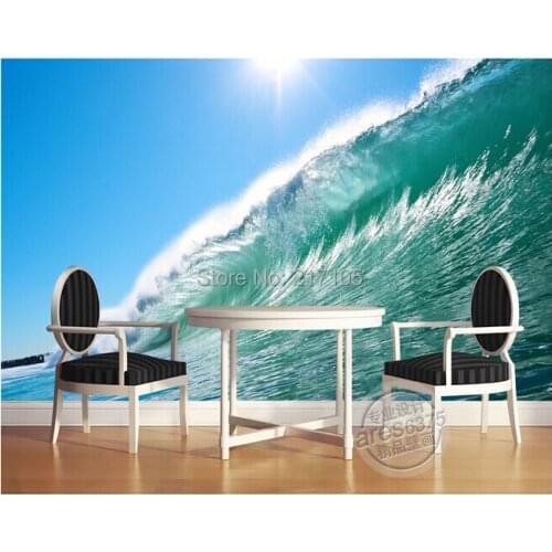 Custom photo wall paper, 3 d waves used in the sitting room the bedroom TV setting wall vinyl which papel DE parede