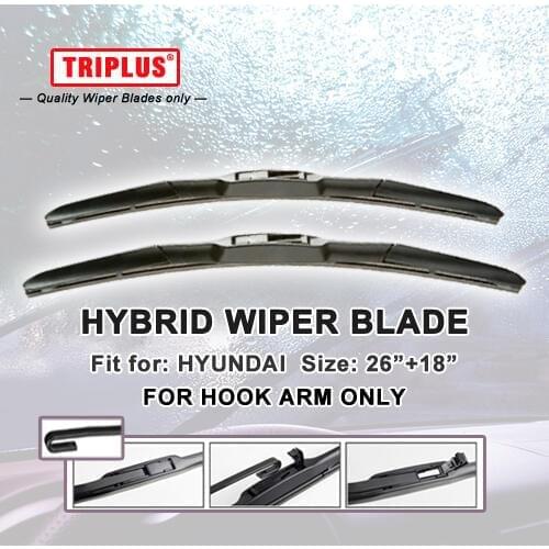 Hybrid Wiper Blade for Hyundai Sonata (2010-Onwards) 1 set 26"+18", U HOOK Windscreen Wiper J HOOK Windshield Wipers