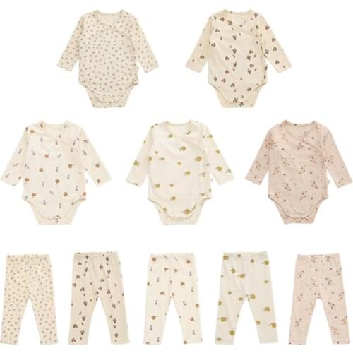 Ins Cotton Baby Girls Clothes Sets 2pcs Autumn And Spring Newborn Bodysuit +pants 0-24m Long Sleeve Pajamas Suit New Year Outfit