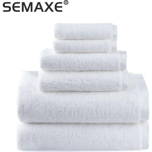 SEMAXE Luxury Bath Towel Set,2 Large Bath Towels,2 Hand Towels,2 Face towels . Cotton Highly Absorbent Bathroom Towels White