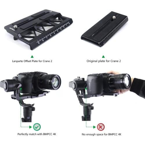 Lanparte Crane 2 / 3 Offset Plate for Zhiyun Gimbal Accessories for Blackmagic BMPCC 6K 4K Camera and DSLR Accessories