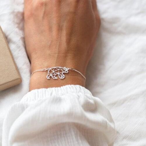 Mother bear gift, geometric bear bracelet, mother gift, geometric bear jewelry, origami bear necklace, mother bear jewelry gift