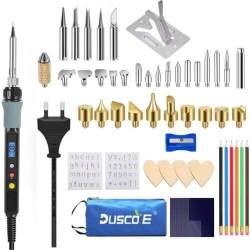 60W/80W Wood Burning Electric Soldering Iron Kit Carving Pyrography Tool Wood Embossing Burning Pen Set Welding Tips 110V/220V