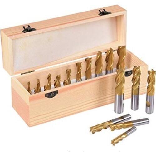 Assorted milling cutters set of 20pcs Plain/Weldon shank (2F&4F TIN)