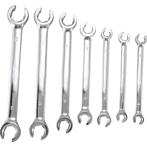 7PCS Flare Nut Wrench Set Of Multitools Oil Pipe Spanner Kit Full Polish High Torque Hand Tool