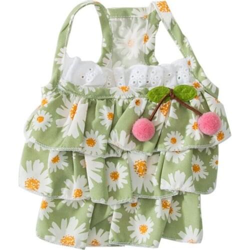 Pet Spring and Summer New Comfortable and Breathable Cat Clothes Beautiful Lotus Leaf Lace Daisy Sling Skirt Dog Clothes
