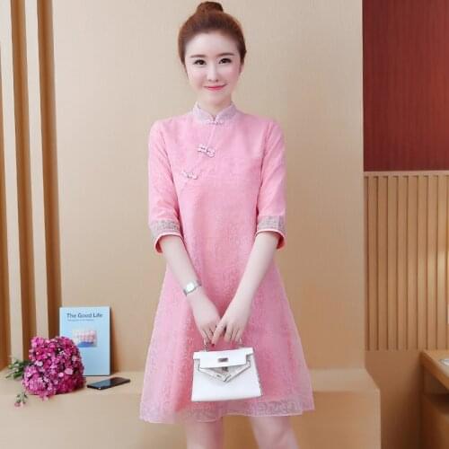 Womens cute fashion cheongsam Chinese dress pus size S-5XL fat XXL XXXL 3XL XXXXL 4XL woman wear party slim Casual dress clothes