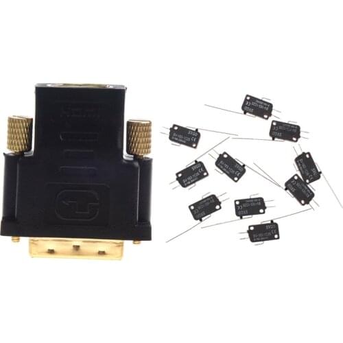 FULL-New Gold Plated HDMI Female To DVI-D Male Video Adaptor With 10 PCS Mini Limit Switch