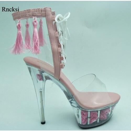 Rncksi Sexy Tassel Women Shoes 15CM High Heel Platforms Pole Dance/Performance /Star /Model, Sandals Party / Wedding Sandals