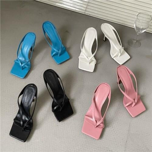 MONMOIRA Brand Design Narrow Band High Heel Women Sandals Square Open Toe Outdoor Slippers Summer Elegant Solid Shoes Women