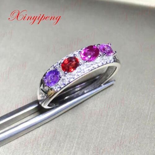 Xin yi peng 925 silver natural color sapphire ring, the woman ring, anniversary gift