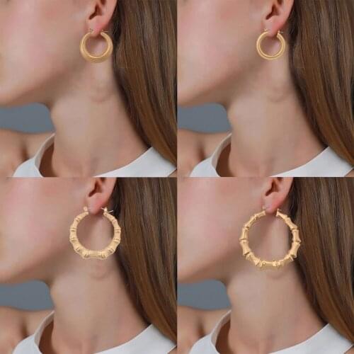 Lalynnly Fashion Round Metal Ear Hoops Earring For Women Gold Silver Color Geometry Circle Earrings Statement Jewelry Gift E9407
