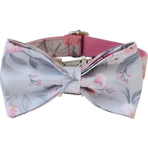 Flowers 06 Pink Bottom Walking Training Dog Leash For Small Medium Large Dogs Handmade Flexible Pet Collar