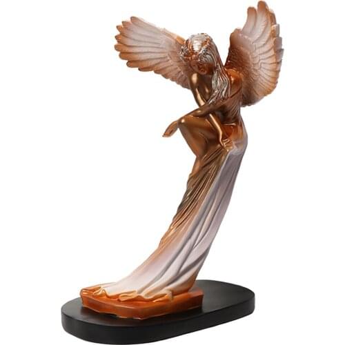 Angel Statue Figurine Angel with Wing Wine Cabinet Sculpture Beauty Ornament