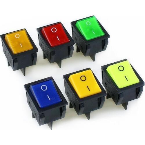 Large current KCD4 LED Light Illuminated DPST ON-OFF 4Pin Snap in Rocker Switch 20A/250V 25A/125V AC