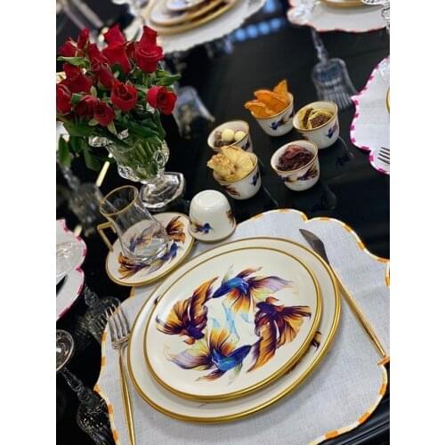 Adel Cake Plate 6 Pieces 21 Cm Golden Fish