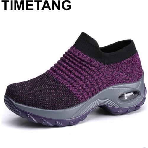 TIMETANG Women Female Mujer Fashion Knitting Knit Thicken With Air Sole HOT Socks Casual Loafers Plimsolls Slip On SlippersE913