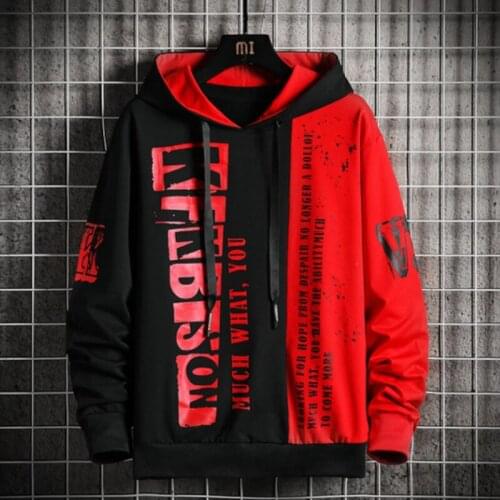 Autumn Mens Sweatshirt Casual Hip Hop Streetwear Loose Hoodies New Men Fashion Personality Letter Printed Hoodie Patchwork Tops