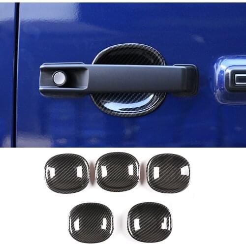 5PCS ABS Carbon Fiber Exterior Side Door Handle Bowl Cover Trim Fit For Benz G Class W463 G500 G55 G63 2019-2020 Car Accessories