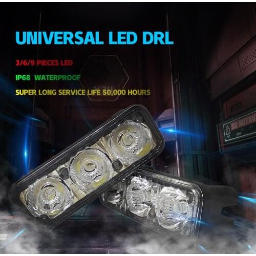 Waterproof Car Aluminum Cars LED Day time Running Lights with Lens 12V Super White 6000K Motorcycle AVT AUTO Scooter Fog Lamp