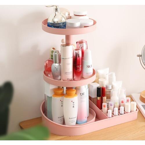 360 Degree Rotation Transparent Plastic Cosmetics Storage Box Fashion Spin Multi-function Detachable Makeup Beauty Organizer