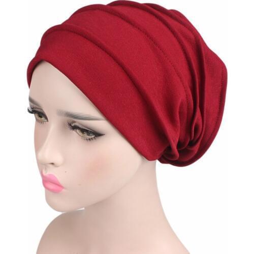 Women Cotton Breathe Hat New Womens Hijabs Turban Elastic Cloth Head Cap Hat Ladies Hair Accessories Muslim Scarf Cap Wholesale