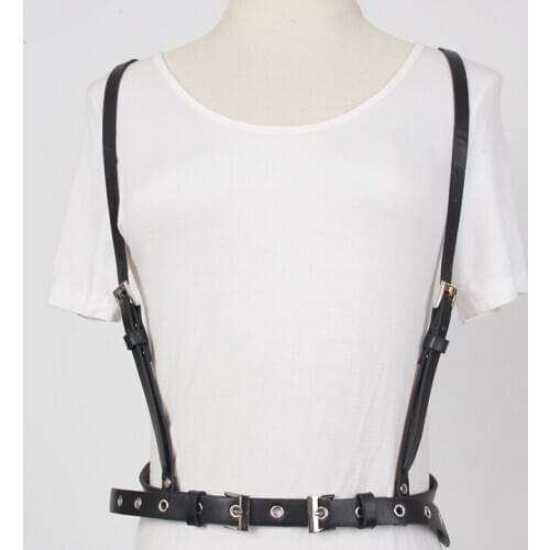Women PU Leather Harness Strap Cage Vest Body Shaper Chest Sculpting Body Punk Rock Shouder Crossbody Waist Belt Waist Cincher