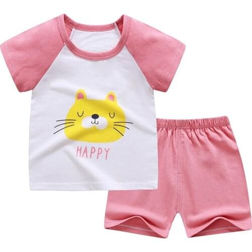 ZWF1149 Summer Kids Clothes Sets For Boys 4 6 8 10 12 Year Fashion Cartoon Short Sleeve Tops & Pants School Children Sport Suit