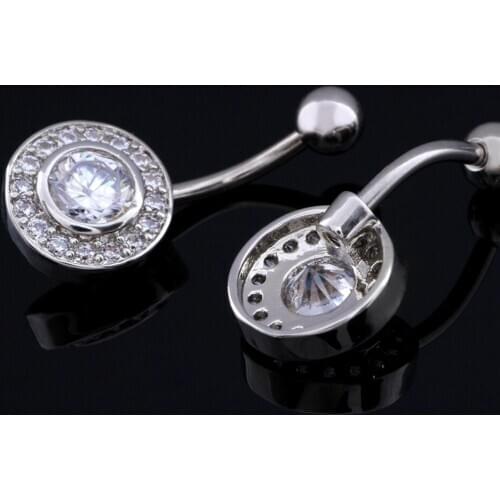 1Pc Big Round Crystal Belly Ring Barbell Navel Piercing Ombligo Women Belly Button Piercing Earring Party Pircing Body Jewelry