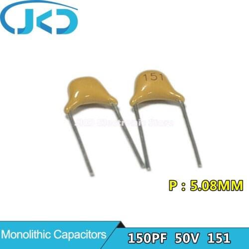 100Pcs 50V 150PF 151 Monolithic Ceramic Capacitor