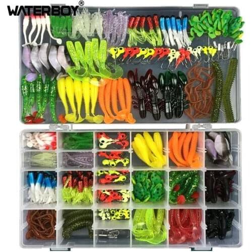 WATERBOY 316Pcs Artifical Fishing Lures Kit Set Storage Box Pesca Mixed Soft Bait Earthworm Maggot Frog Fish Lead jig head Hook