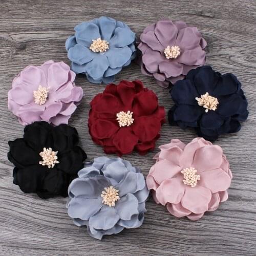 5PCS 8cm Cloth Fabric Felt Flower Clothes Hats Dress Artificial Flower Bouquet Supplies Peony flower head For Wedding Home