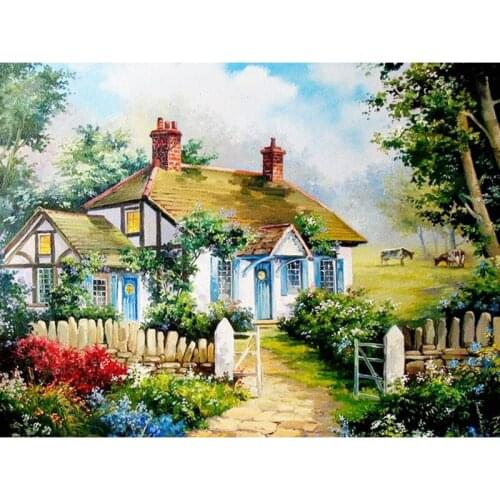 Diamond Painting Landscape Cross Stitch Diamond Embroidery Garden Scenery Lodge Full Square/Round Rhinestone Mosaic Handmade Art