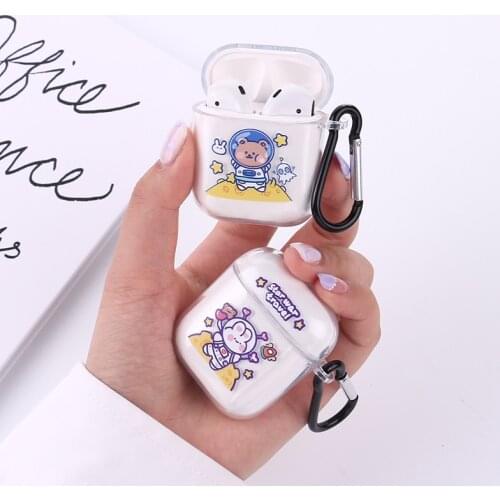 Wireless Bluetooth Transparent Hard Shell For Apple Earphone Cover For AirPods 1 2 Pro 3 Key Chain Protective Silicone Case