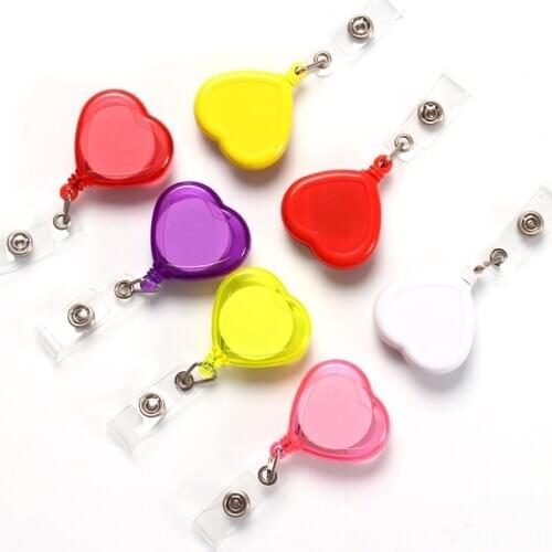 10pcs Lot Love Heart Retractable Badge Holder Badge Clips for Nurse ID Badge Reel with Alligator Clip