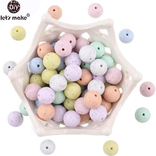 Lets Make 10pc 15mm Baby Teether Grantie Sesame Beads Perle Silicone Beads Baby Shower Gift Nursing Accessories Teething Toys