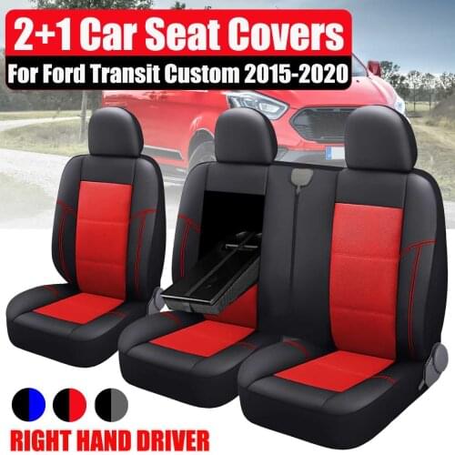 RHD Car Seat Cover PU Leather 2+1 Type Van Truck Seat Cushion Cover For Ford Transit Custom 2015 2016 2017 2018 2019 2020