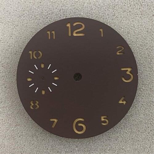 36MM Coffee Color Arabic Numerals Watch Dial Green Luminous Dial for ETA 6497 ST3600 Watch Movement Modification Part