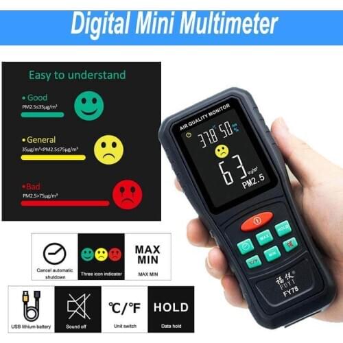 Digital Air Quality Monitor PM2.5 Meter Temperature And Humidity Monitoring Air Quality Sensor Gas Analyzer Color Screen