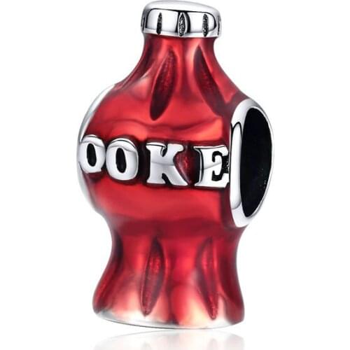 CodeMonkey Drink Coke Beads 925 Sterling Silver Red Bead Fit Original 3mm Bracelet Pendant Charm DIY Jewelry Making C1159