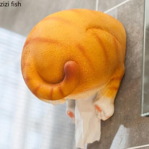 Resin Corgi Dog Napkin Paper Holder Orange Cat Tissue Holde Toilet Paper Organizer Cute Home Wall-mounted Bathroom Accessories