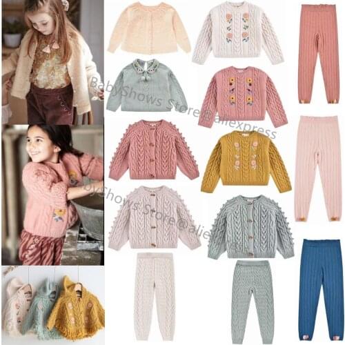 Kids Sweater 2021 Winter LM Brand Baby Girls Knit Sweaters Toddler Cardigan Outwear Sisters Knitted Sweater Cloak Fashion